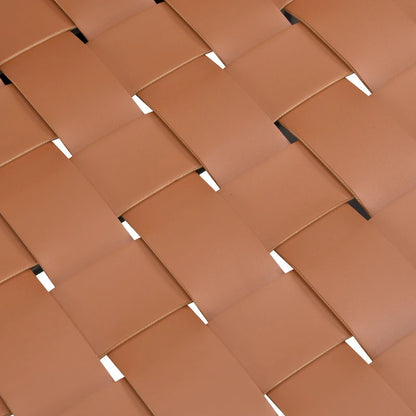 Roomfitters PU Leather Counter Stools, Set of 2 Bar Height Chairs with Woven Back and Rubberwood Frame, Black Brown