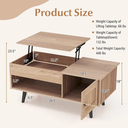 Costway Lift Top Coffee Table with Storage Hidden Compartment Cabinet - See Details