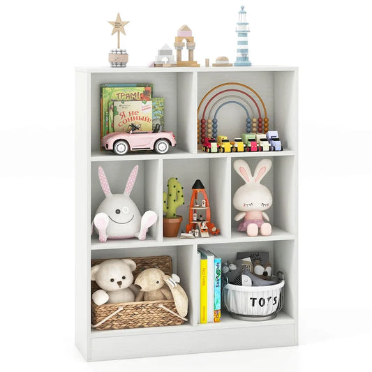 Costway 7-Cube Bookcase for Kids 41 Wooden Toy Storage Organizer - See Details