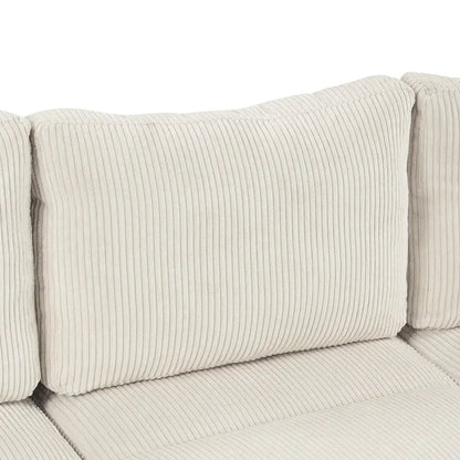 Corduroy Sectional Couch Sofa Bed, Modular Sofa with 2 Movable Ottomans Sleeper Recliner Sofa Couch for Living Room