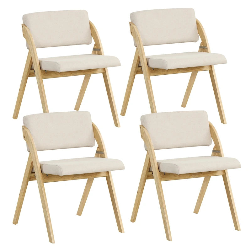 Gymax Set of 4 Dining Chairs Folding Kitchen Chair w/ Rubber Wood Legs