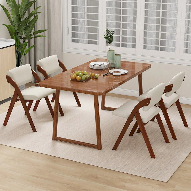 Gymax Set of 4 Dining Chairs Folding Kitchen Chair w/ Rubber Wood Legs