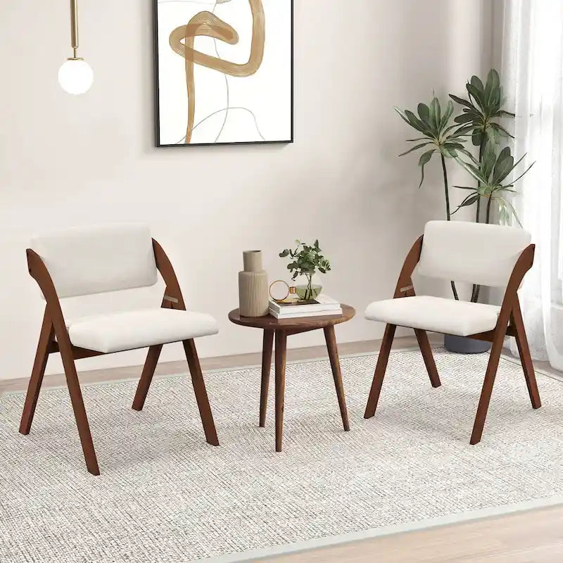 Gymax Set of 4 Dining Chairs Folding Kitchen Chair w/ Rubber Wood Legs