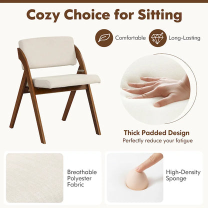 Gymax Set of 4 Dining Chairs Folding Kitchen Chair w/ Rubber Wood Legs