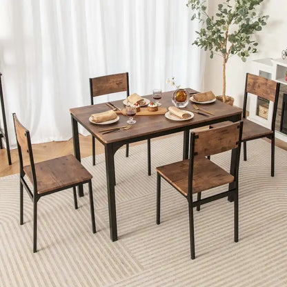 Costway 5 PCS Dining Table Set Industrial Style Kitchen Table & Chairs