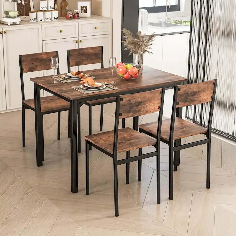 Costway 5 PCS Dining Table Set Industrial Style Kitchen Table & Chairs