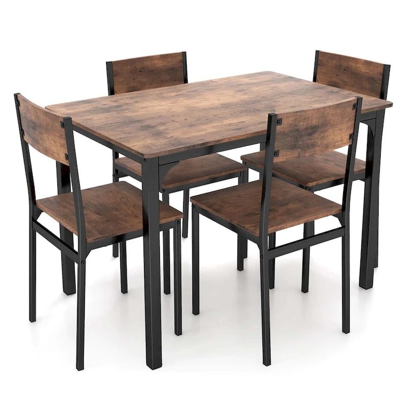 Costway 5 PCS Dining Table Set Industrial Style Kitchen Table & Chairs