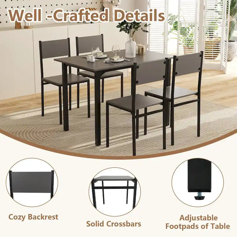 Costway 5 PCS Dining Table Set Industrial Style Kitchen Table & Chairs