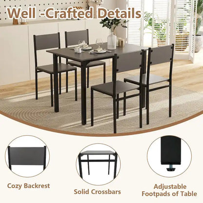 Costway 5 PCS Dining Table Set Industrial Style Kitchen Table & Chairs