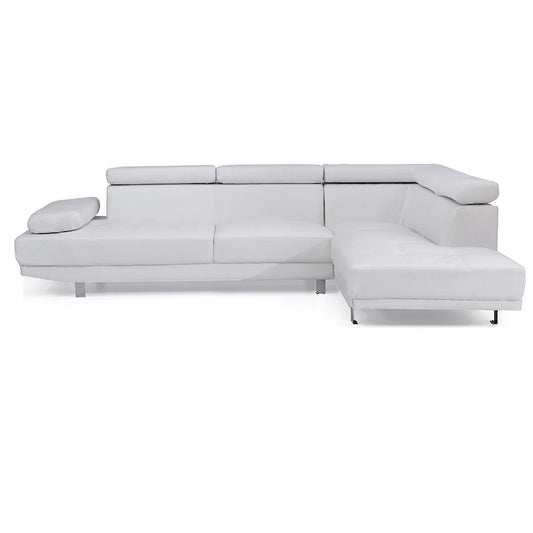 Adjustable Faux Leather L Shape Sectional Sofa - 109 - White