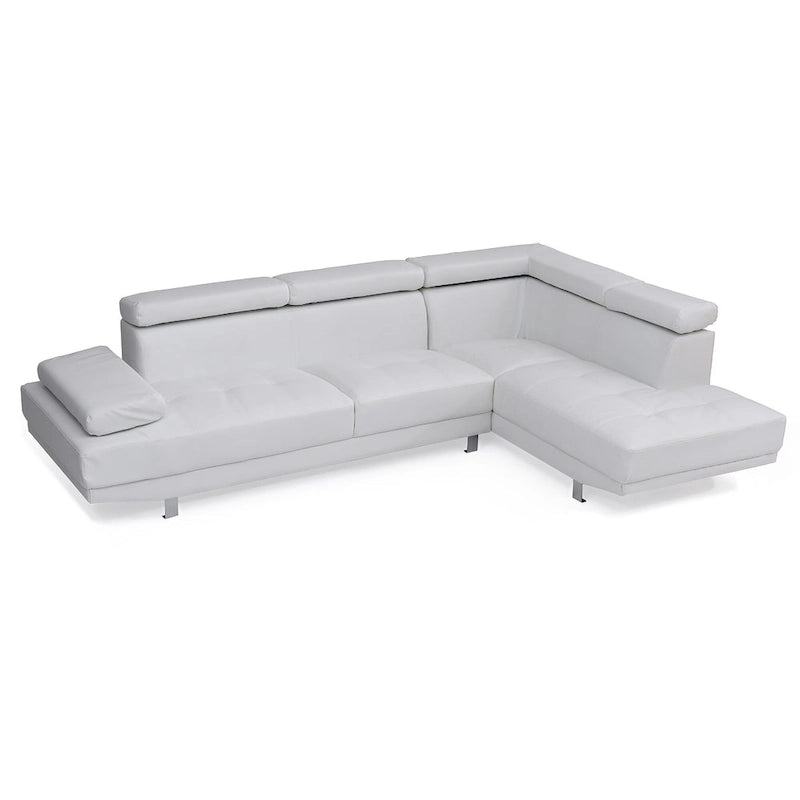 Adjustable Faux Leather L Shape Sectional Sofa - 109 - White