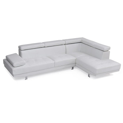 Adjustable Faux Leather L Shape Sectional Sofa - 109 - White