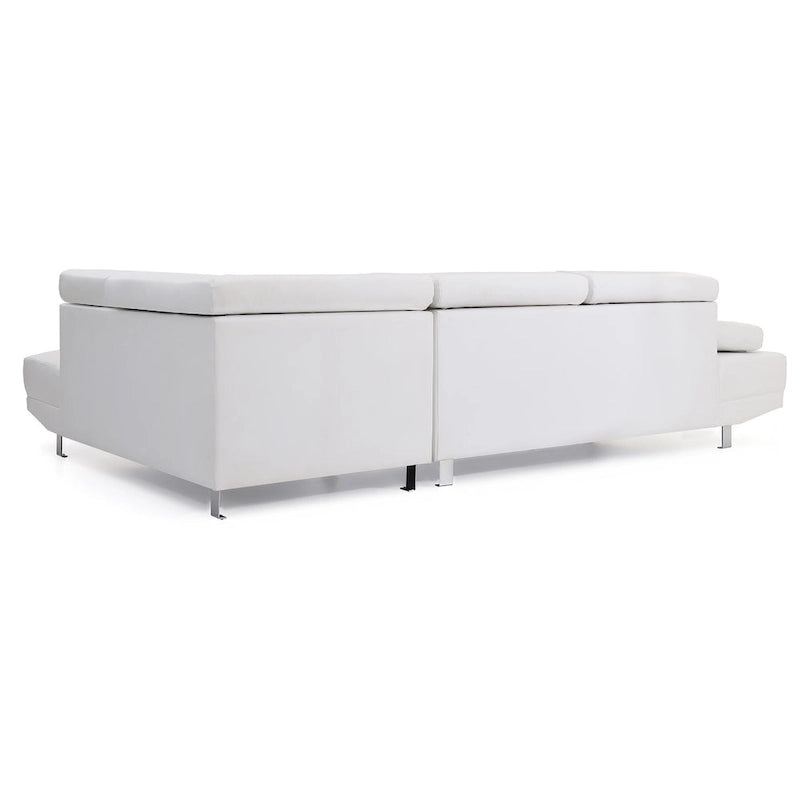 Adjustable Faux Leather L Shape Sectional Sofa - 109 - White