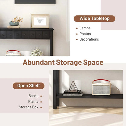Costway 60 Console Table Retro Entryway Sofa Table with 4 Drawers & - See Details