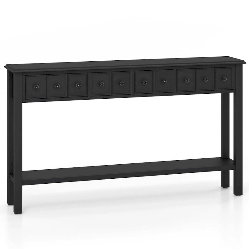 Costway 60 Console Table Retro Entryway Sofa Table with 4 Drawers & - See Details