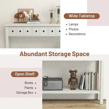 Costway 60 Console Table Retro Entryway Sofa Table with 4 Drawers & - See Details
