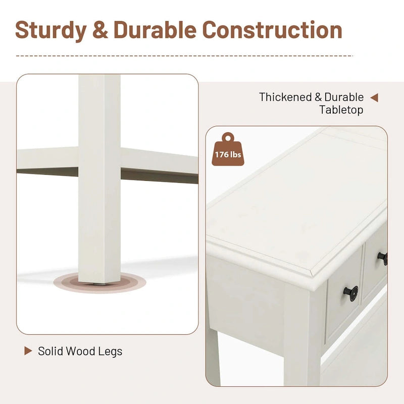 Costway 60 Console Table Retro Entryway Sofa Table with 4 Drawers & - See Details