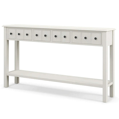 Costway 60 Console Table Retro Entryway Sofa Table with 4 Drawers & - See Details