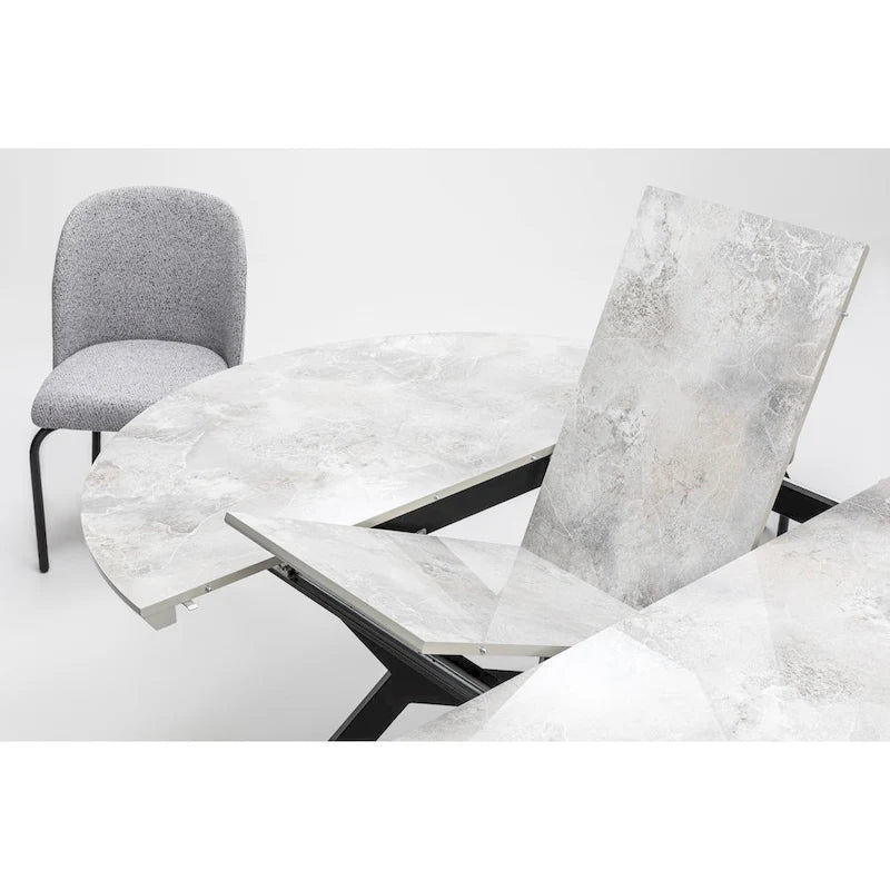 Zirz 7-Piece Extendable Round Dining Table And 6 Dining Chair With Metal Leg Set