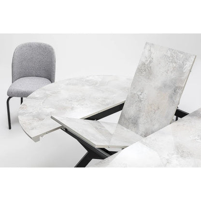 Zirz 7-Piece Extendable Round Dining Table And 6 Dining Chair With Metal Leg Set