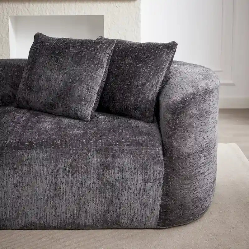 114 Chenille Cloud Sectional Sofa with Extra Deep Seating, and 4 Throw Pillows & No-Assembly Design