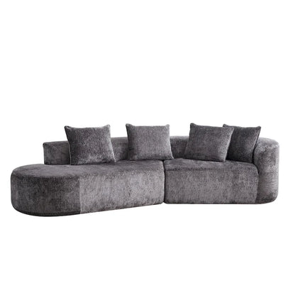 114 Chenille Cloud Sectional Sofa with Extra Deep Seating, and 4 Throw Pillows & No-Assembly Design