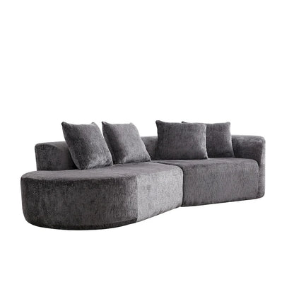 114 Chenille Cloud Sectional Sofa with Extra Deep Seating, and 4 Throw Pillows & No-Assembly Design