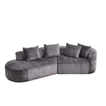 114 Chenille Cloud Sectional Sofa with Extra Deep Seating, and 4 Throw Pillows & No-Assembly Design