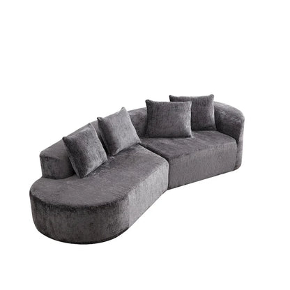 114 Chenille Cloud Sectional Sofa with Extra Deep Seating, and 4 Throw Pillows & No-Assembly Design