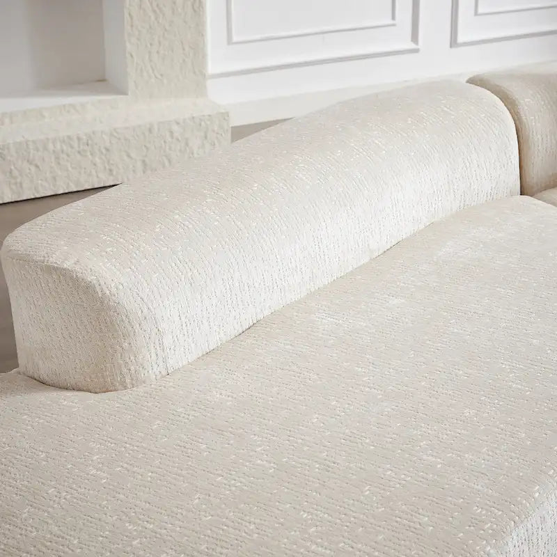 114 Chenille Cloud Sectional Sofa with Extra Deep Seating, and 4 Throw Pillows & No-Assembly Design