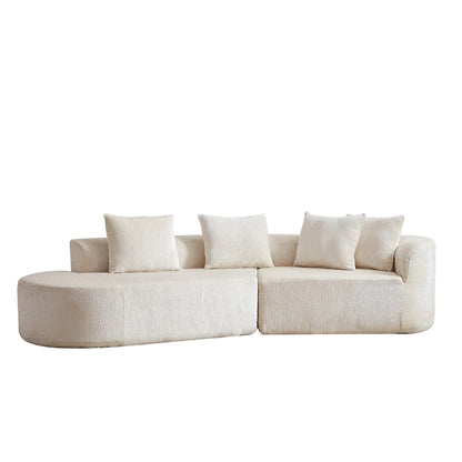 114 Chenille Cloud Sectional Sofa with Extra Deep Seating, and 4 Throw Pillows & No-Assembly Design