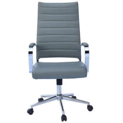 Modern Ergonomic Office Chair: Mid Back, PU Leather, Arms, Tilt, Adjustable Height, Wheels, Swivel