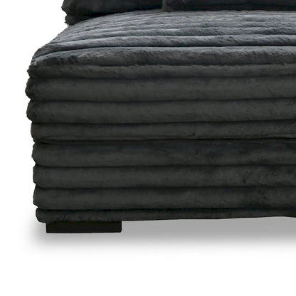 Ezo Armless Accent Chair, Dark Gray Polyester Corduroy, Soft Cushioned