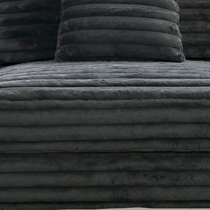 Ezo Armless Accent Chair, Dark Gray Polyester Corduroy, Soft Cushioned