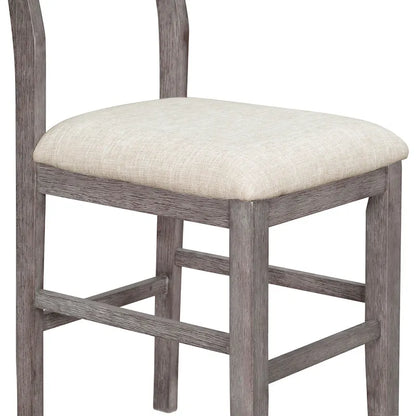 5 Pcs Counter Height Dining Table Set, Solid Wood Kitchen Dining Table Set with Rectangular Dining Table and 4 Dining Chairs