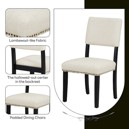 4 People Round Dining Table Set, 5 Piece Kitchen Table Set with Round Dining Table and 4 Upholstered Dining Chairs