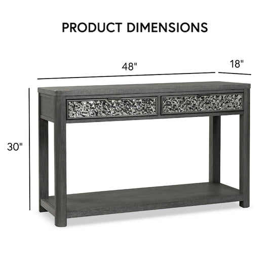 Furniture of America Piez Modern Ash Grey Wood 2-Drawer Sofa Table with Open Shelf