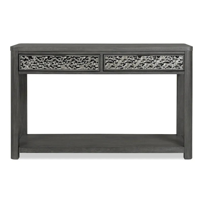 Furniture of America Piez Modern Ash Grey Wood 2-Drawer Sofa Table with Open Shelf