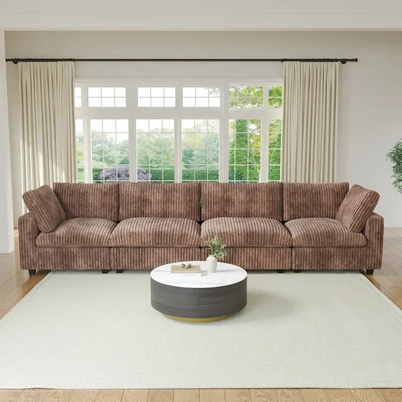 157.48 Soft Plush Modular Sectional Sofa 4-Seater Upholstered Living Room Couch
