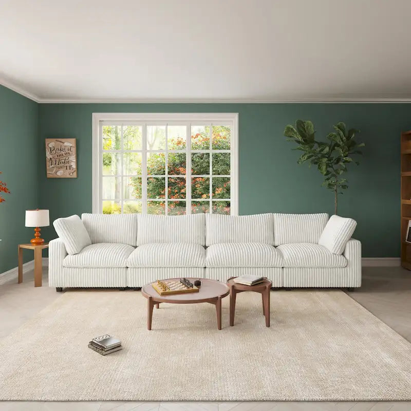 157.48 Soft Plush Modular Sectional Sofa 4-Seater Upholstered Living Room Couch