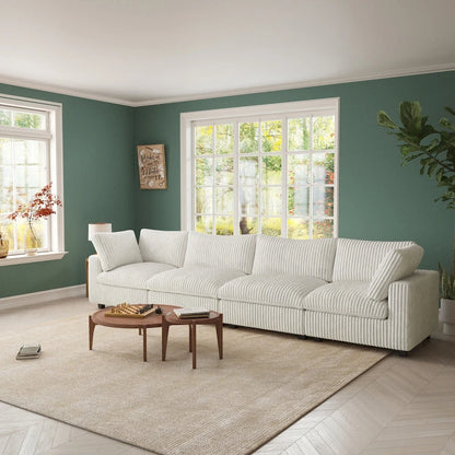 157.48 Soft Plush Modular Sectional Sofa 4-Seater Upholstered Living Room Couch