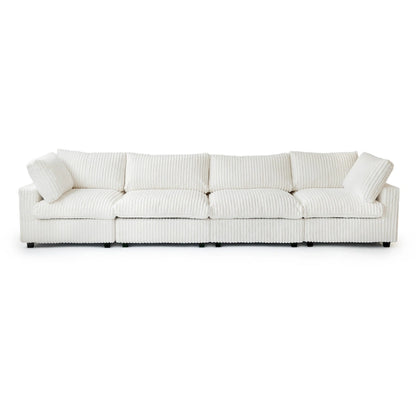 157.48 Soft Plush Modular Sectional Sofa 4-Seater Upholstered Living Room Couch