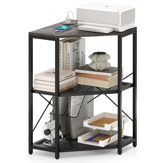 Costway Corner Printer Stand with Charging Station Adjustable Metal - See Details