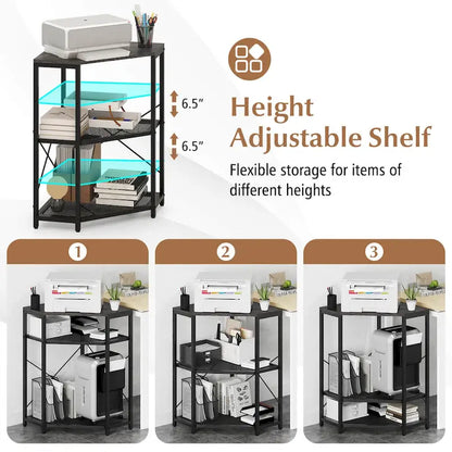 Costway Corner Printer Stand with Charging Station Adjustable Metal - See Details