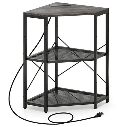 Costway Corner Printer Stand with Charging Station Adjustable Metal - See Details