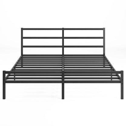 Black Metal King Platform Bed Frame with Headboard - Upgraded Folding Design