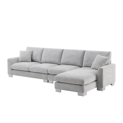 119 Spacious L-Shaped 5-Seater Sectional Sofa with Chaise Lounge and 2 Decorative Pillows for Living Room