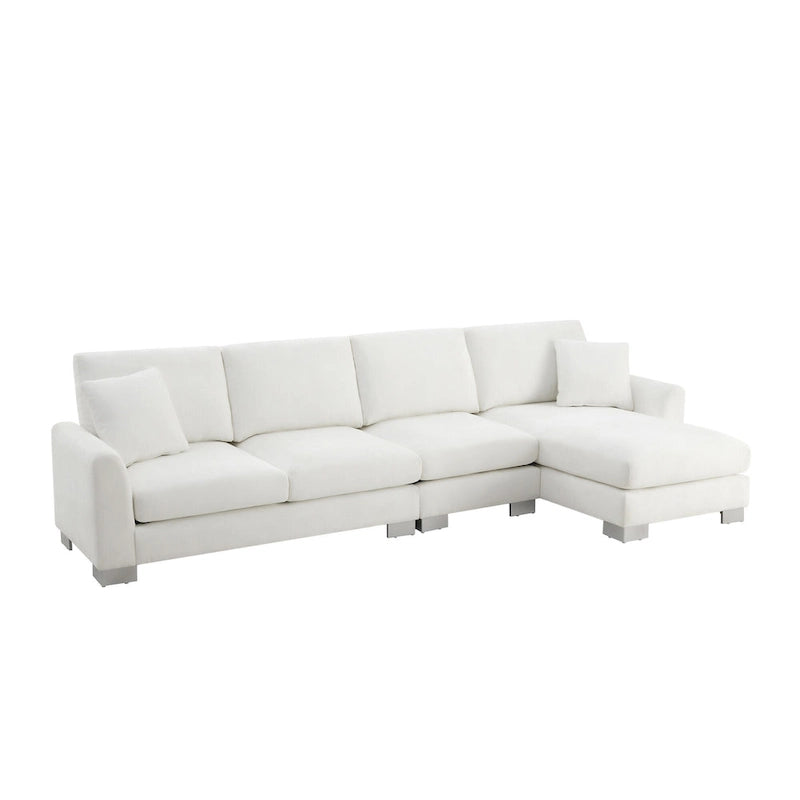 119 Spacious L-Shaped 5-Seater Sectional Sofa with Chaise Lounge and 2 Decorative Pillows for Living Room