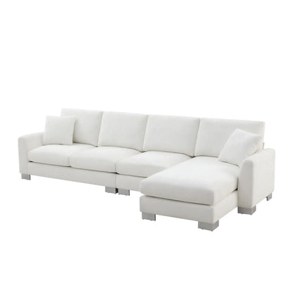 119 Spacious L-Shaped 5-Seater Sectional Sofa with Chaise Lounge and 2 Decorative Pillows for Living Room