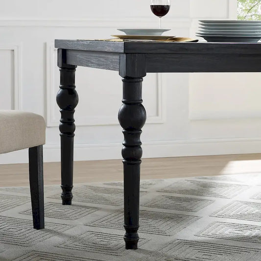 Classic Style Dining Set with Rectangular Table and Button Tufted Upholstered Chairs